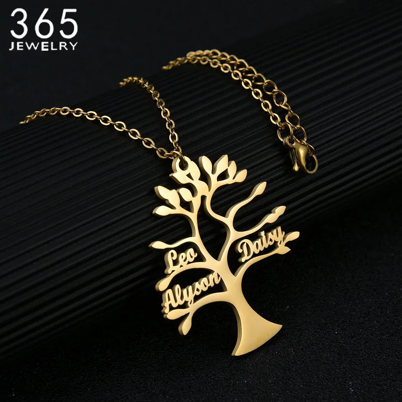 Personalized Life Tree Necklace for Women Stainless Steel Jewelry