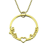 Personalized Heart Names Necklace Sisters Gift
