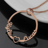 Personalized Heart Names Necklace Sisters Gift