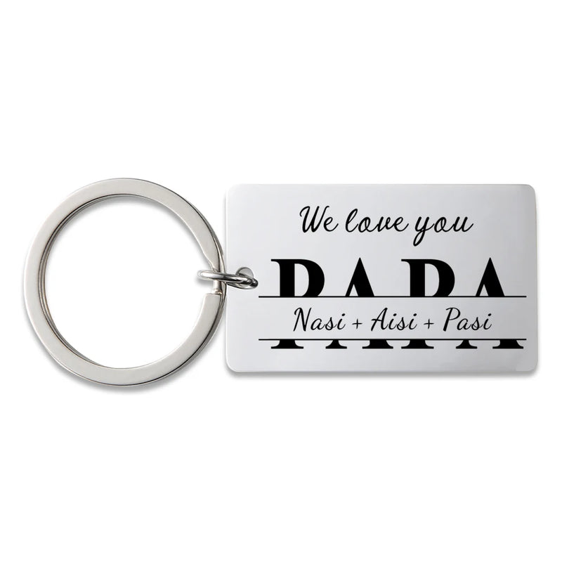 Family Keychain, Personalized Gift for Daddy, Christmas Birthday Present