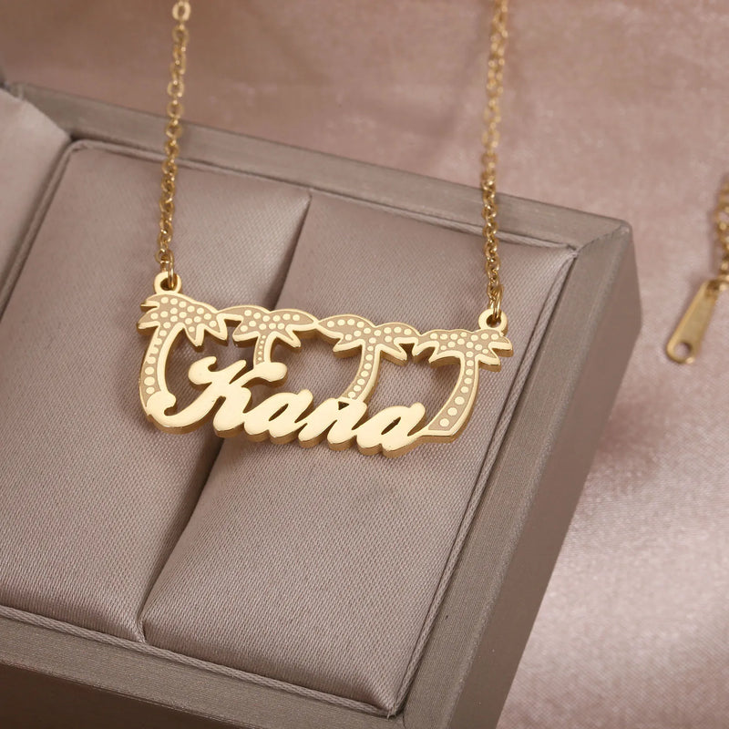 18K Plated Name Pendant Women's Necklace