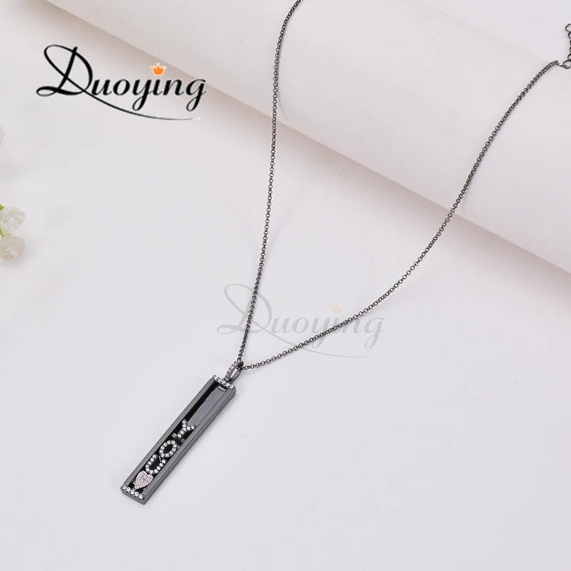 Personalized Letter Copper DIY Slider Pendant Necklace Women