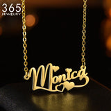 Heart Necklace Personalized Stainless Steel Name Pendant Jewelry