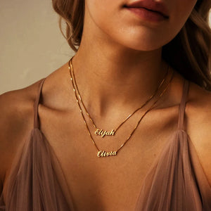 Personalized Double Layer Box Chain Choker Name Pandent Collar
