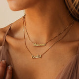 Personalized Double Layer Box Chain Choker Name Pandent Collar