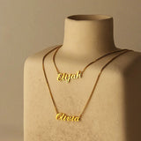 Personalized Double Layer Box Chain Choker Name Pandent Collar