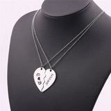 Stainless Steel Heart Necklace Set Engrave Name Jewelry