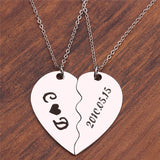 Stainless Steel Heart Necklace Set Engrave Name Jewelry