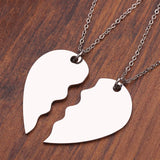 Stainless Steel Heart Necklace Set Engrave Name Jewelry
