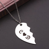Stainless Steel Heart Necklace Set Engrave Name Jewelry
