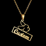 Personalized Rabbit Pendant Necklace Stainless Steel for Baby Girl Birthday