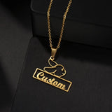 Personalized Rabbit Pendant Necklace Stainless Steel for Baby Girl Birthday