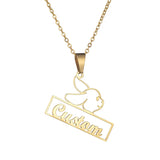 Personalized Rabbit Pendant Necklace Stainless Steel for Baby Girl Birthday