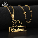 Personalized Rabbit Pendant Necklace Stainless Steel for Baby Girl Birthday