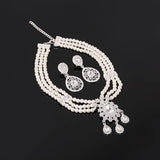 Water Drop Pendant Necklace Pearls Tassels Layered Necklace