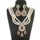 Water Drop Pendant Necklace Pearls Tassels Layered Necklace