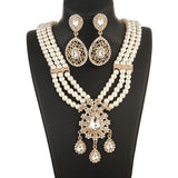 Water Drop Pendant Necklace Pearls Tassels Layered Necklace