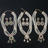 Water Drop Pendant Necklace Pearls Tassels Layered Necklace