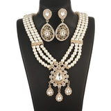 Water Drop Pendant Necklace Pearls Tassels Layered Necklace