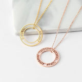 Personalized Stainless Steel Necklace with 2-4 Names Hollow Round Pendant Choker