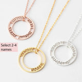 Personalized Stainless Steel Necklace with 2-4 Names Hollow Round Pendant Choker