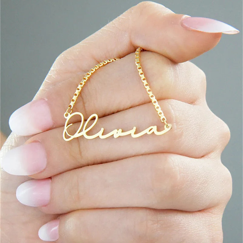 Personalized Name Necklace with Box Chain - Letter Choker Jewelry for Women