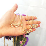 Personalized Name Heart Pendant Choker Necklace with Crown