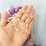 Personalized Name Heart Pendant Choker Necklace with Crown