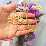 Personalized Name Heart Pendant Choker Necklace with Crown