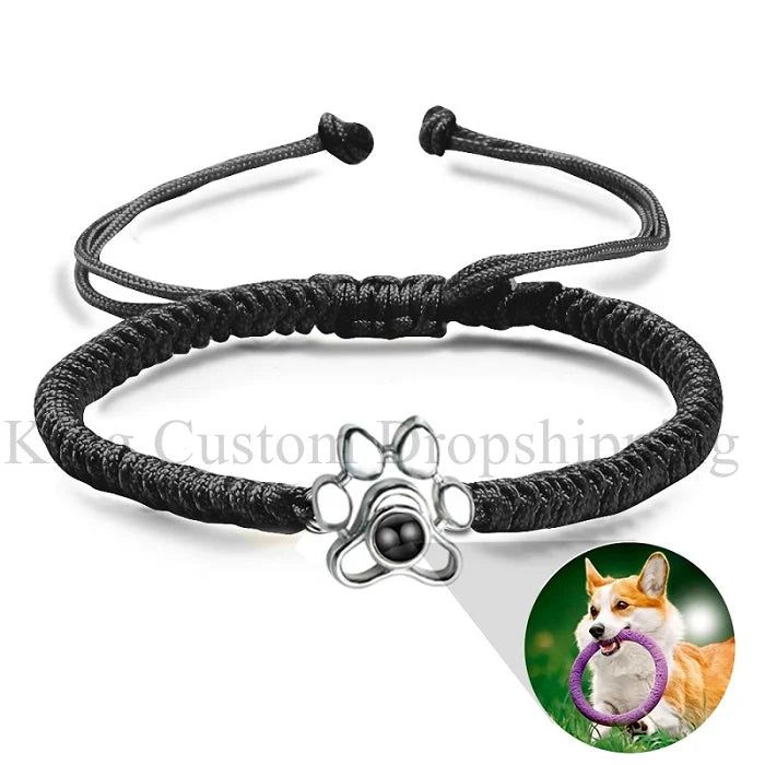 Dog Paw Projection Bracelet Personalized Photo Pendant