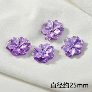 10pcs Purple Resin Flower Ear Stud Earrings DIY Hair Clip Material Accessories