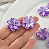 10pcs Purple Resin Flower Ear Stud Earrings DIY Hair Clip Material Accessories