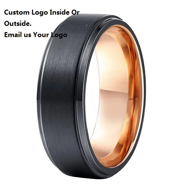 Rose Tungsten Wedding Band, Retro-Style Men's Ring