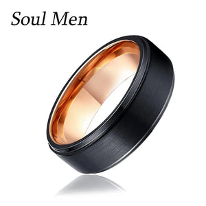 Rose Tungsten Wedding Band, Retro-Style Men's Ring
