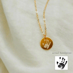 Custom Newborn Handprint Necklace Stainless Steel Pendant