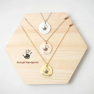 Custom Newborn Handprint Necklace Stainless Steel Pendant