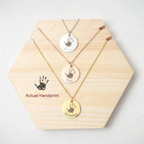 Custom Newborn Handprint Necklace Stainless Steel Pendant