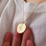 Custom Newborn Handprint Necklace Stainless Steel Pendant