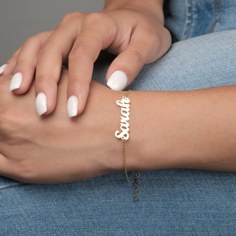 Personalized Name Bracelet Femme Stainless Steel Hand Chain