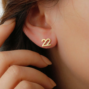 Number Earrings,Personalized Earring Stainless Steel Stud Earring