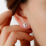 Number Earrings,Personalized Earring Stainless Steel Stud Earring
