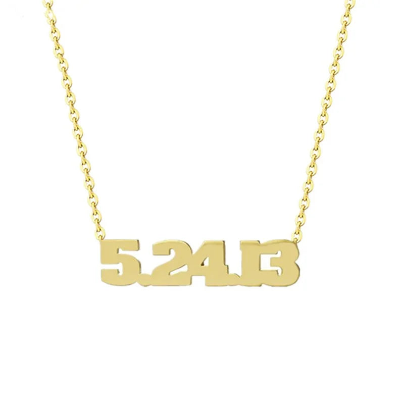 Number Name Necklace Personalized Date Wedding Anniversary Pendant Necklace
