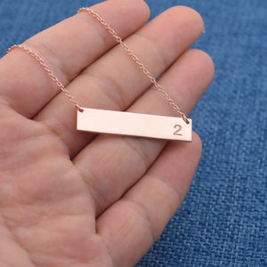 Number Necklace-Stainless Steel Bar Necklace-Personalized Number Necklace