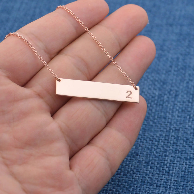 Number Necklace-Stainless Steel Bar Necklace-Personalized Number Necklace