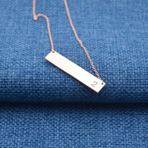 Number Necklace-Stainless Steel Bar Necklace-Personalized Number Necklace