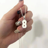 Numbers Pendant Necklace with Name Engraving