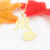 Old English Initial Pendant Stainless Steel Name Chain Necklace