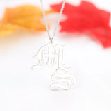 Old English Initial Pendant Stainless Steel Name Chain Necklace
