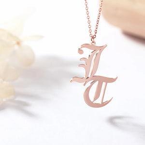 Old English Double Letters Necklace Personalized Nameplate Necklace For Women