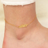 Old English Initial Letter Anklet Personalized Name Ankle Bracelet